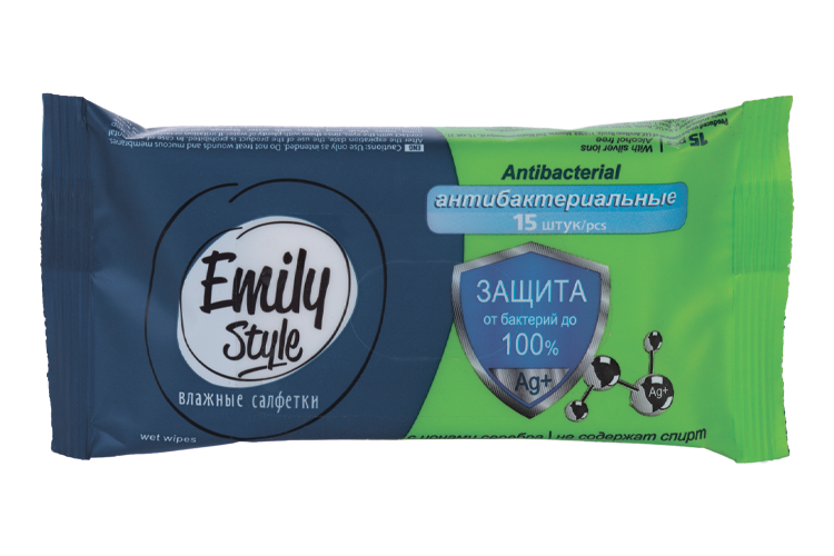 Салфетки Emily Style влаж антибакт, 15 шт