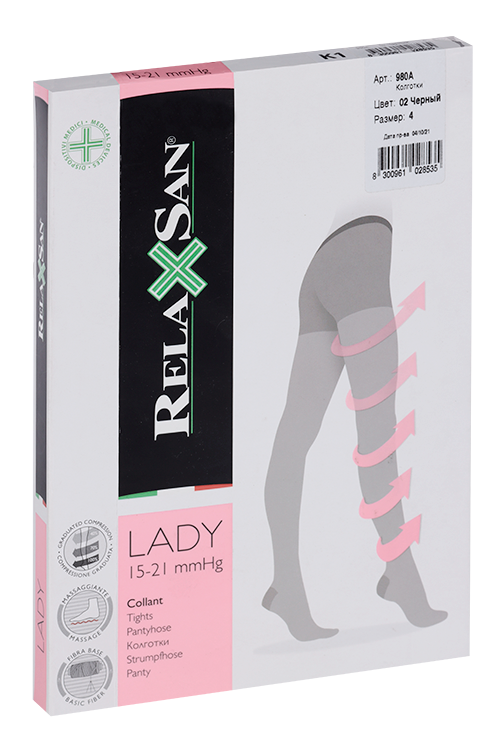 Колготки RELAXSAN Lady 1 класс компресс 70 ден 980А черный р 4