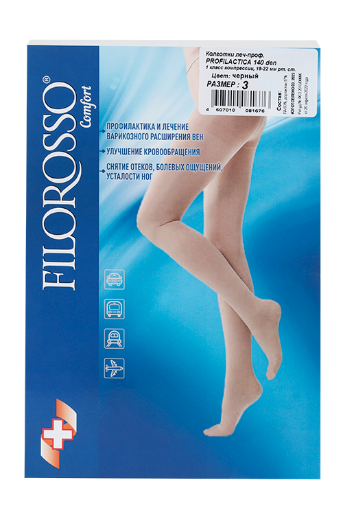 Колготки FILOROSSO Profilactica компресс лечеб-профилакт 140 den 1 класс черный р 3