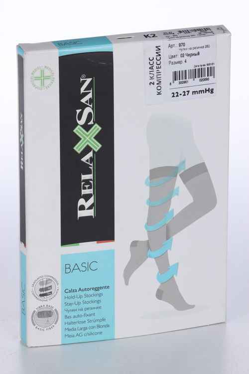 Чулки RELAXSAN Basic Stay-Up 2 класс компресс 280 ден 970 черный р 4