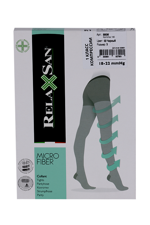 Колготки RELAXSAN Microfiber 1 кл компресс 140 ден 880М черный р 3