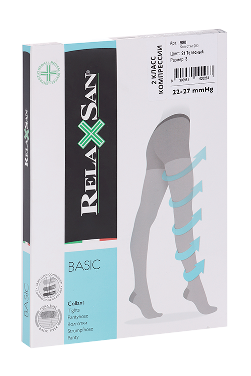 Колготки RELAXSAN Basic 2 класс компрессии 280 ден 980 телесный р 3