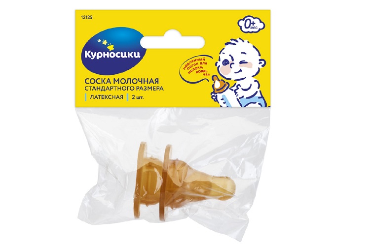 Соска Курносики молочная латексная стандартного размера, 2 шт, (12125)