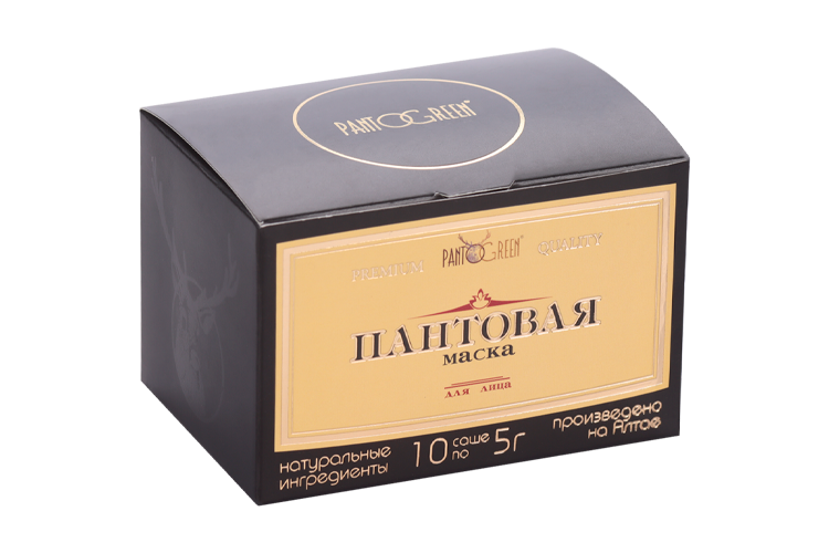 Маска Pantogreen д/лица с водным экстрактом пантов алтайского марала, 5 г, 10 шт