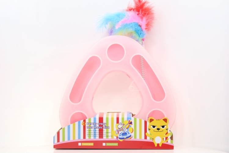 Игрушка Чистый котик д/кошек трек-треугольник с пером на пружине 25х7.5 см розовый
