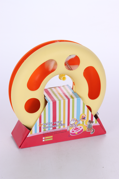 Игрушка Чистый котик д/кошек трек-треугольник с пером на пружине 25х7.5 см желтый