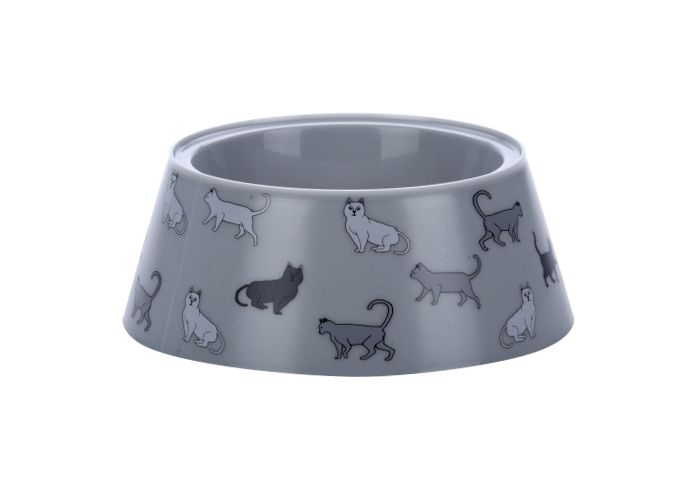 Миска Чистый котик Cats 700 мл серая