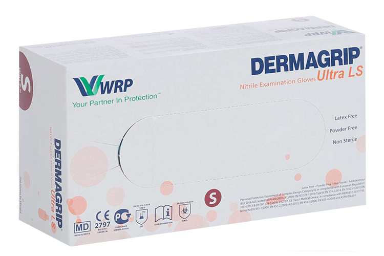 Перчатки Dermagrip Ultra LS смотр/нестерил/нитрил/неопуд S, 100 шт, пар