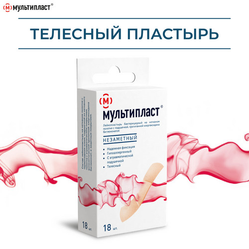 Пластырь Мультипласт бактерицид незаметный, 18 шт, набор