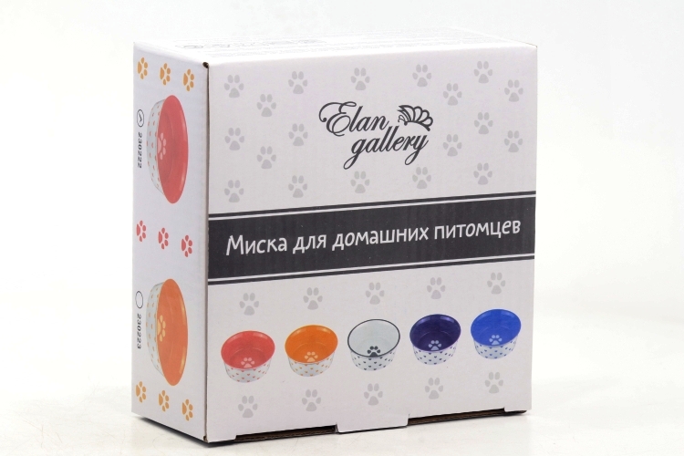 Миска Elan Gallery д/домашних питомцев 13,5х13,5х5 см лапка на розовом и сердечки 400 мл