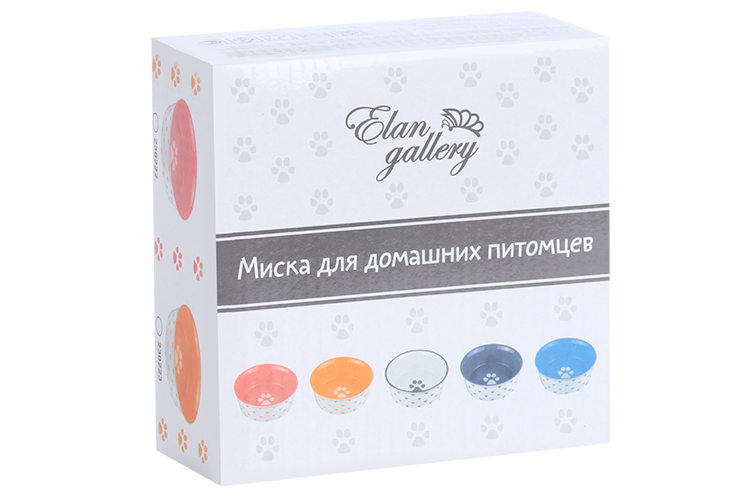 Миска Elan Gallery д/домашних питомцев 13,5х13,5х5 см лапка на сиреневом и сердечки 400 мл