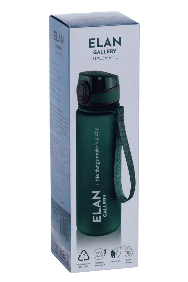 Бутылка д/воды Elan Gallery 6,5х6,5х23 см Style Matte темно-зеленая 500 мл