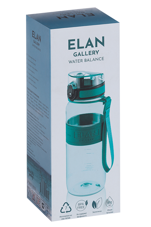 Бутылка д/воды Elan Gallery 7,6х7,6х22,5 см Water Balance хвойно-зеленая 650 мл