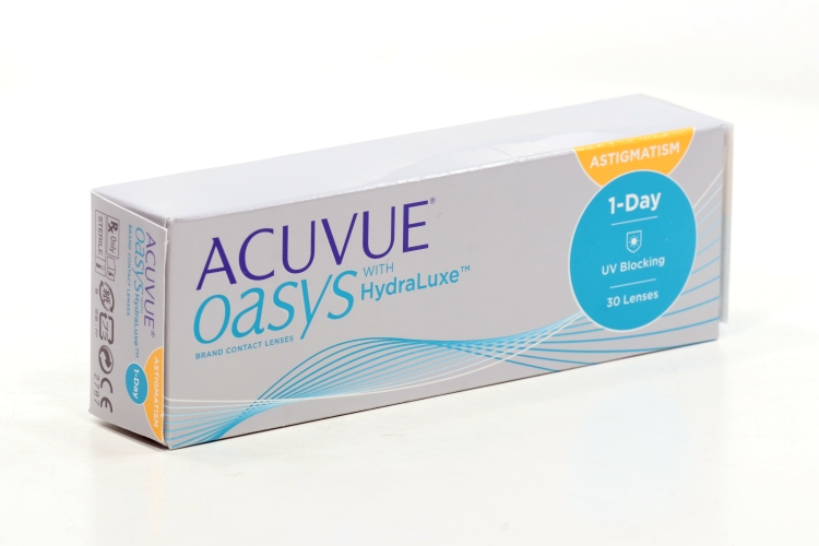 Контактные линзы ACUVUE Oasys hydraluxe for Astigmatism 30 линз R 8.5 D -2.25 CYL -0.75 A 180