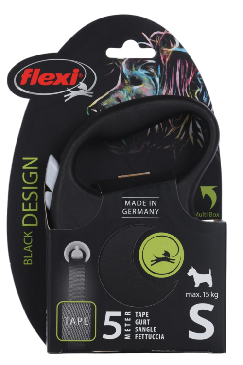 Поводок-рулетка Flexi Black Design д/собак до 15 кг лента S 5 м черный