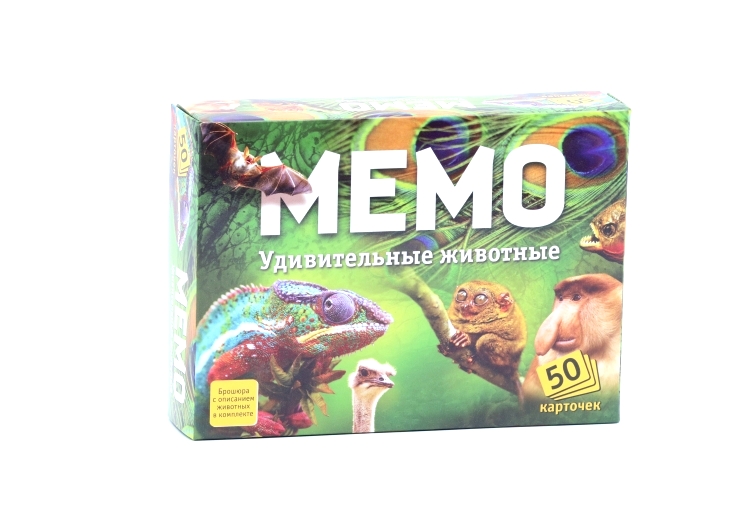 Настольная игра Нескучные игры мемо удивительные животные 50 карточек