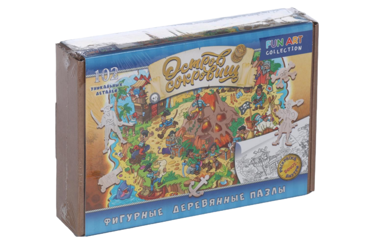 Пазл Нескучные игры FUN ART collection остров сокровищ фигурные/деревянные 102 элемента