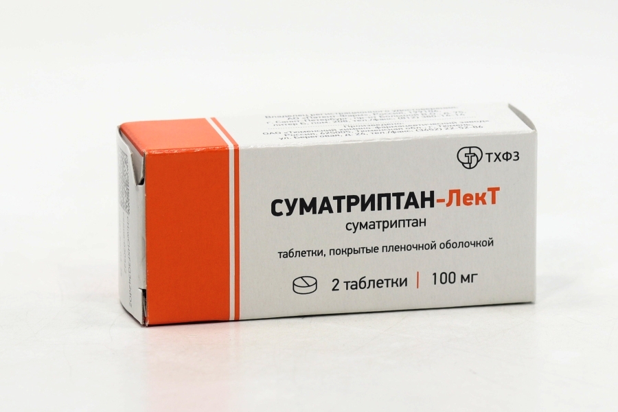 Суматриптан-ЛекТ 100 мг, 2 шт, таблетки покрытые пленочной оболочкой