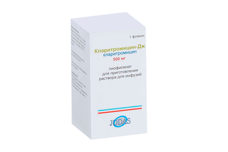 Кларитромицин-Дж 500 мг, лиофилизат для приготовления раствора для инфузий