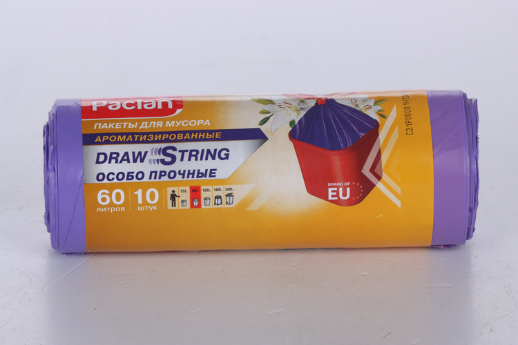 Мешки Paclan Aroma д/мусора ароматизированные в рулоне синий 60 л, 10 шт