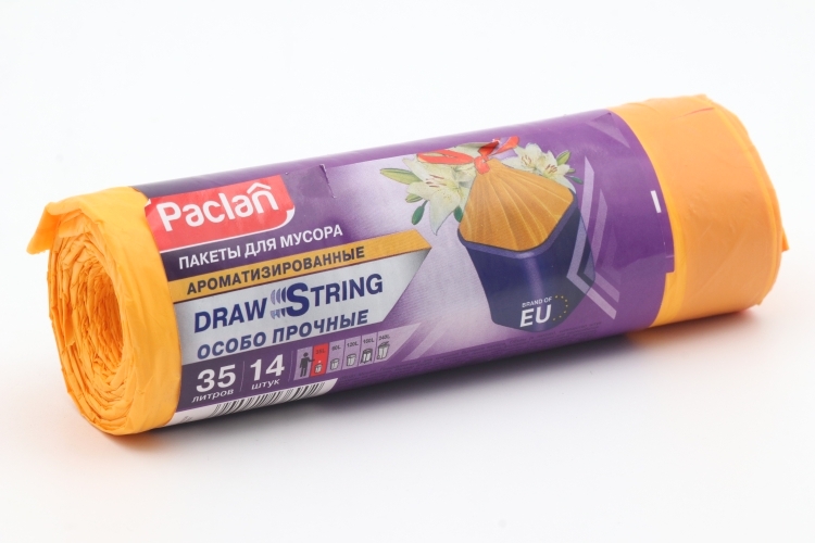 Мешки Paclan Aroma д/мусора ароматизированные в рулоне желтый 35 л, 14 шт