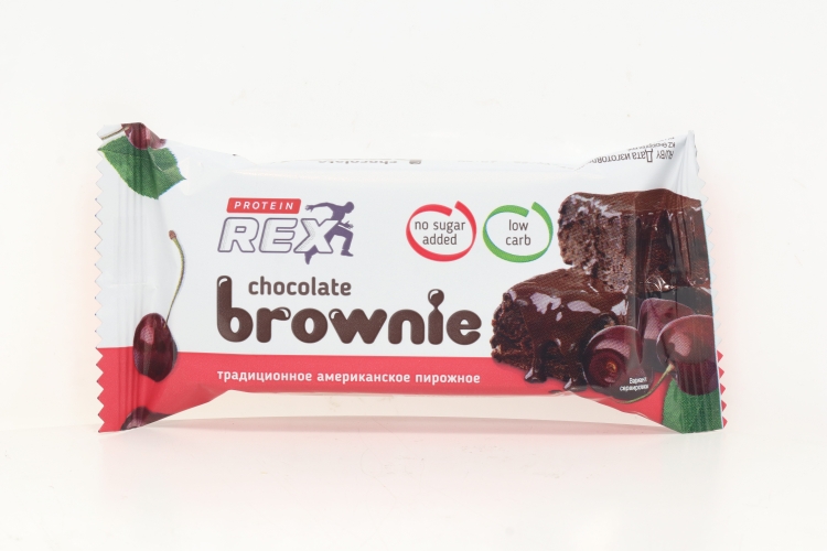 Пирожное ProteinRex Brownie протеин 12%  б/сахара вишнев, 50 г