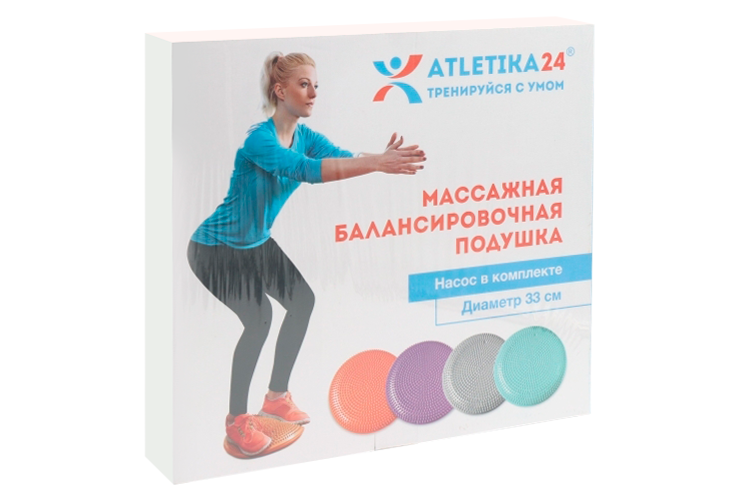 Подушка массажная Atletika24 балансировочная 33 см оранжевая + насос