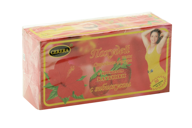 Чай Похудей Плюс Стройная фигура с ароматом клубники с гибискусом, 2 г, 30 шт, фильтр-пакет