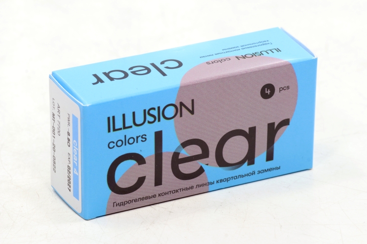 Линзы ILLUSION colors Clear контактные мягкие (диоптрия -8,5), 4 шт