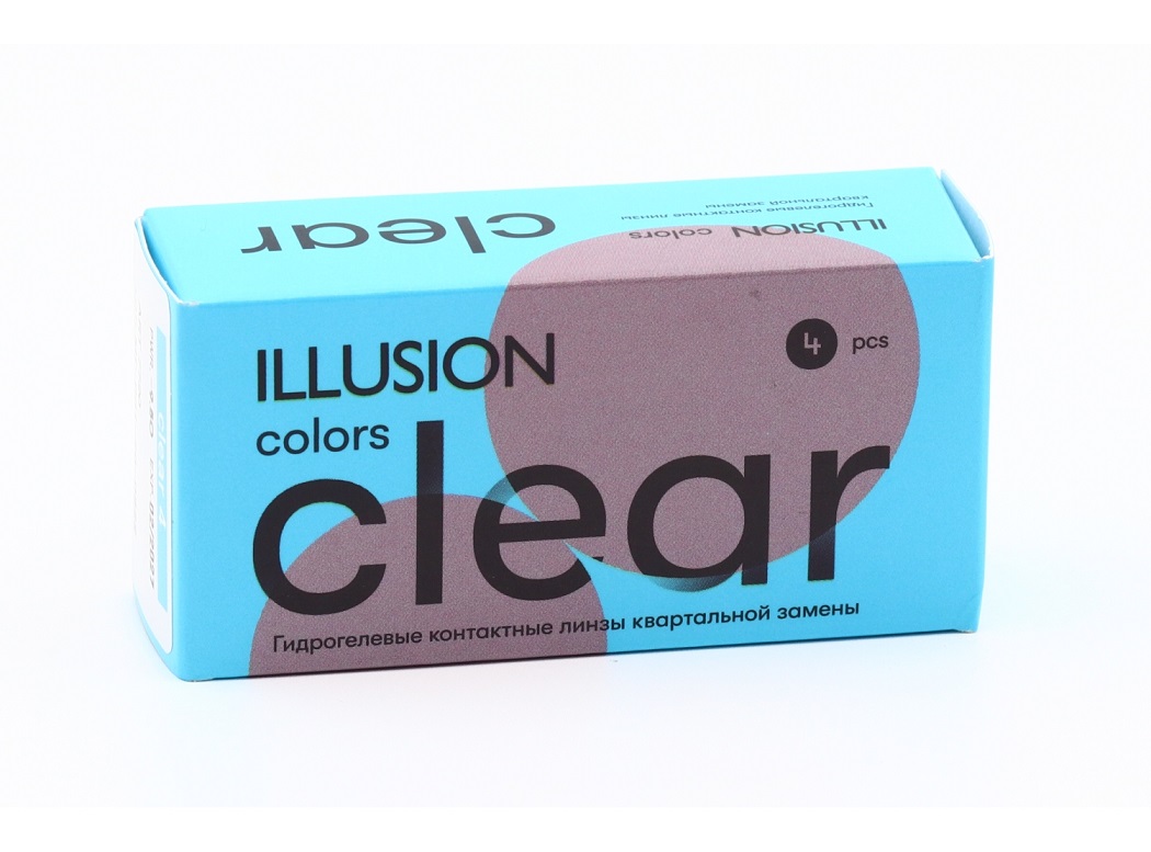 Линзы ILLUSION colors Clear контактные мягкие (диоптрия -9,5), 4 шт