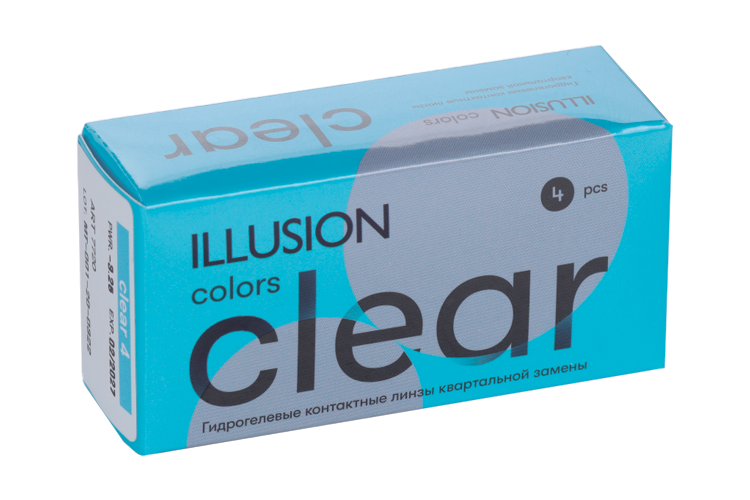 Линзы ILLUSION colors Clear контактные мягкие (диоптрия -3,25), 4 шт