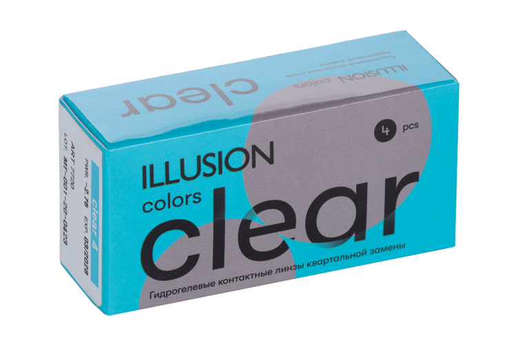 Линзы ILLUSION colors Clear контактные мягкие (диоптрия -2,75), 4 шт