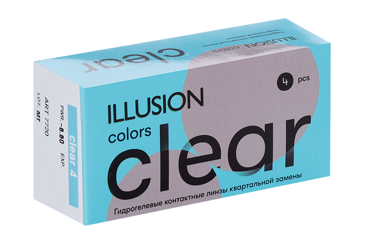 Линзы ILLUSION colors Clear контактные мягкие (диоптрия -5,5), 4 шт