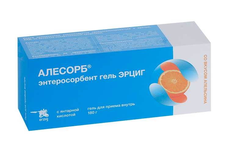 Алесорб, 180 г, гель для приема внутрь со вкусом апельсина