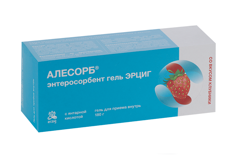 Алесорб, 180 г, гель для приема внутрь со вкусом клубники