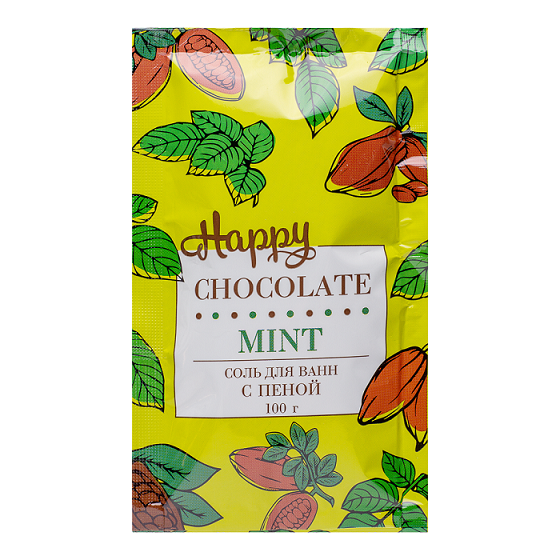 Соль д/ванн КАТРИН Happy с пеной шоколад и мята, 100 г