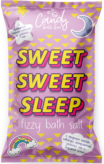 Соль д/ванн КАТРИН шипучая двухцветная Candy bath bar Sweet Sweet Sleep, 100 г