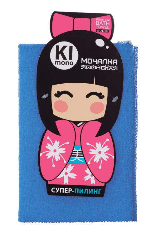 Мочалка-полотенце KIMONO 90х30 см, голубой