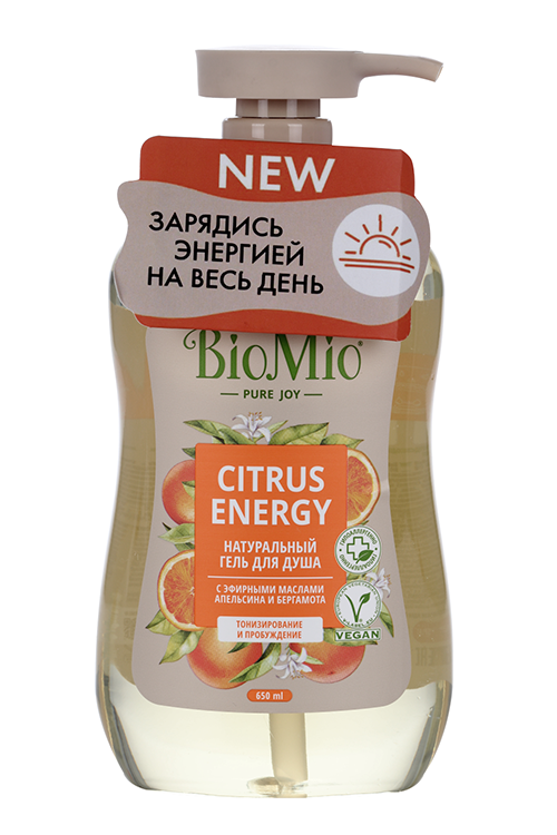 Гель д/душа BioMio Citrus Energy натуральный с эфирн маслами апельсина и бергамота, 650 мл