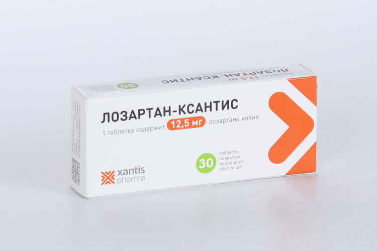 Лозартан-Ксантис 12.5 мг, 30 шт, таблетки покрытые пленочной оболочкой
