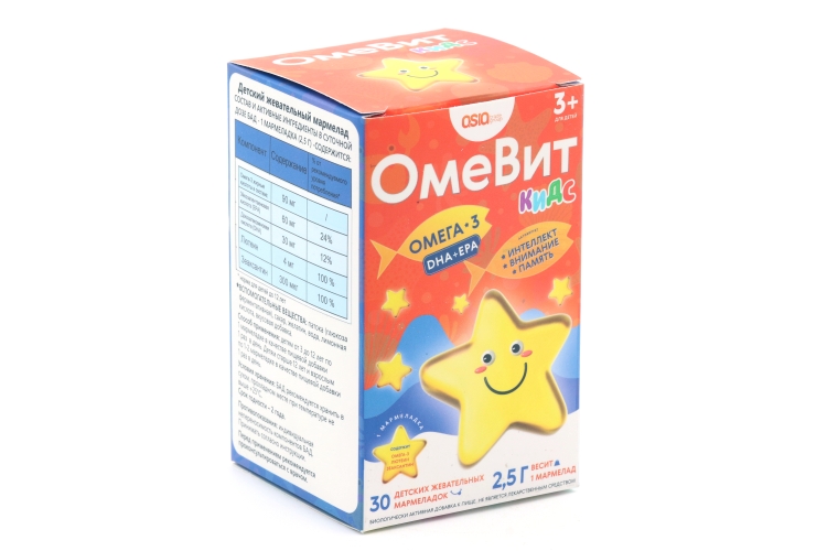 Омевит кидс, 2,5 г, 30 шт, мармелад жевательный