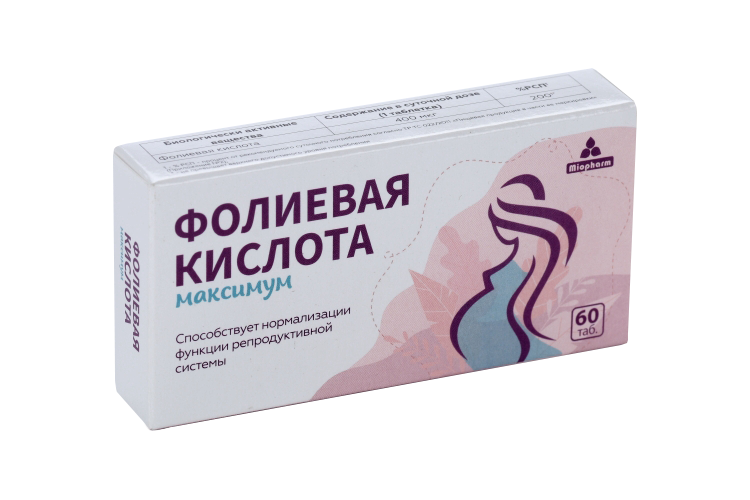 Фолиевая к-та максимум, 400 мкг, 60 шт, таблетки