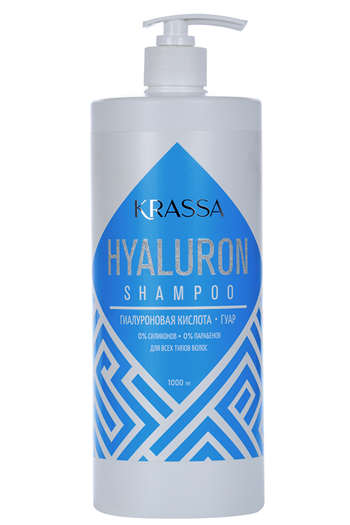 Шампунь Krassa Hyaluron с насосом д/волос, 1 000 мл
