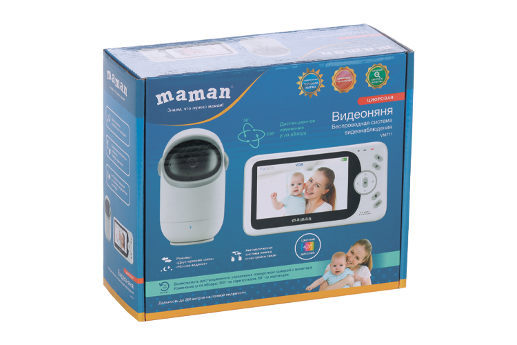 Видеоняня Maman VM711 беспроводная с поворотной камерой 4,3 дюйма дальность до 260 м