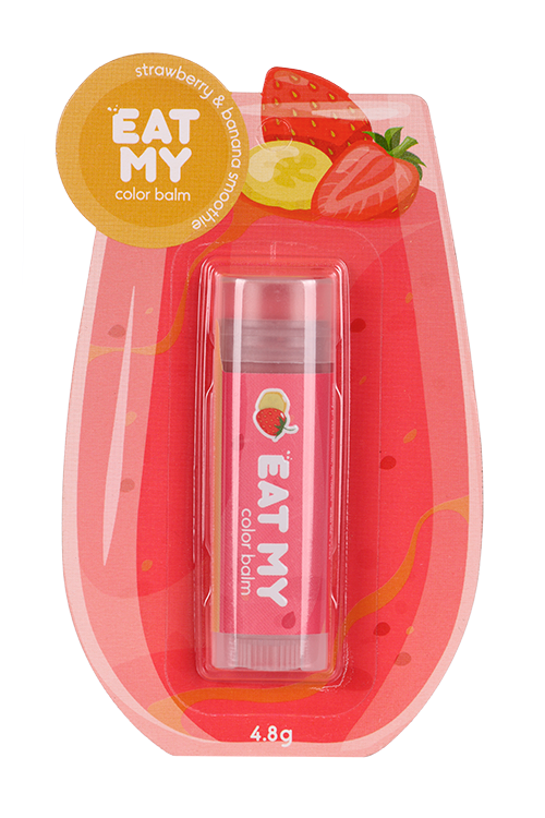 Бальзам EAT MY Клубнично-банановый смузи д/губ, 4,8 г
