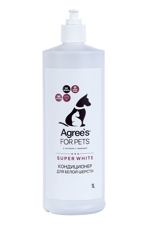 Кондиционер Agrees for pets SUPER WHITE д/белой шерсти с экстрактами трав 1 л