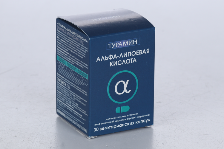 Турамин Альфа-липоевая кислота 0,25 г, 30 шт, капсулы
