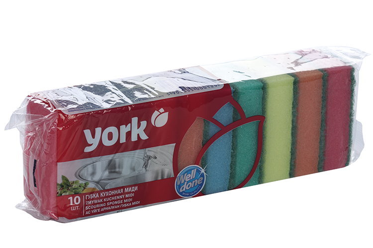 Губки кухонная YORK Well Done миди 10 шт