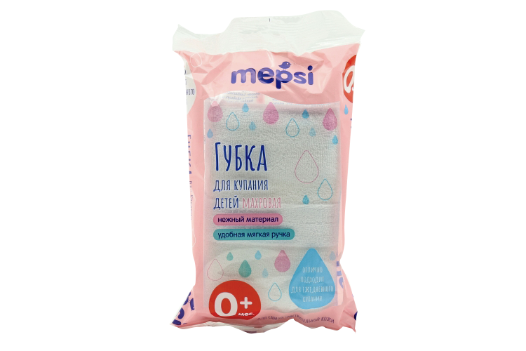 Губка MEPSI д/купания новорожденных 0+ махровая с ручкой