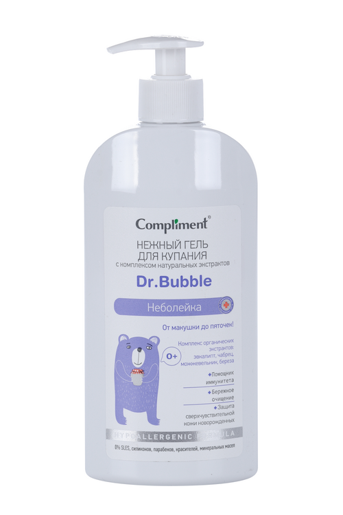 Гель Compliment Dr Bubble неболейка д/купания нежный 0+, 400 мл